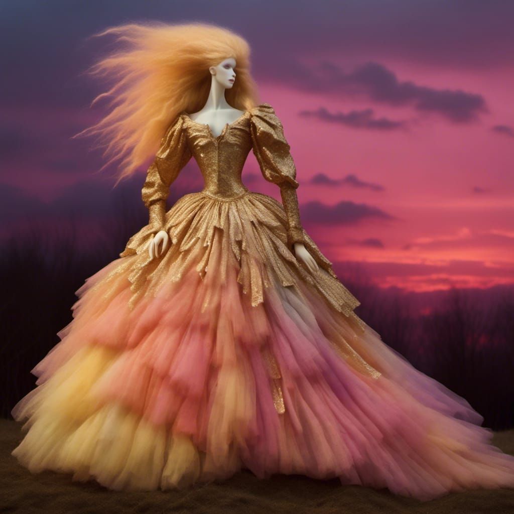 Glamorous Elvis Performer on Stage in Art Nouveau Style