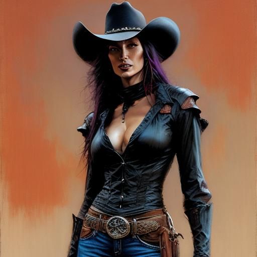 Demon Cowgirl in Dark Fantasy Style
