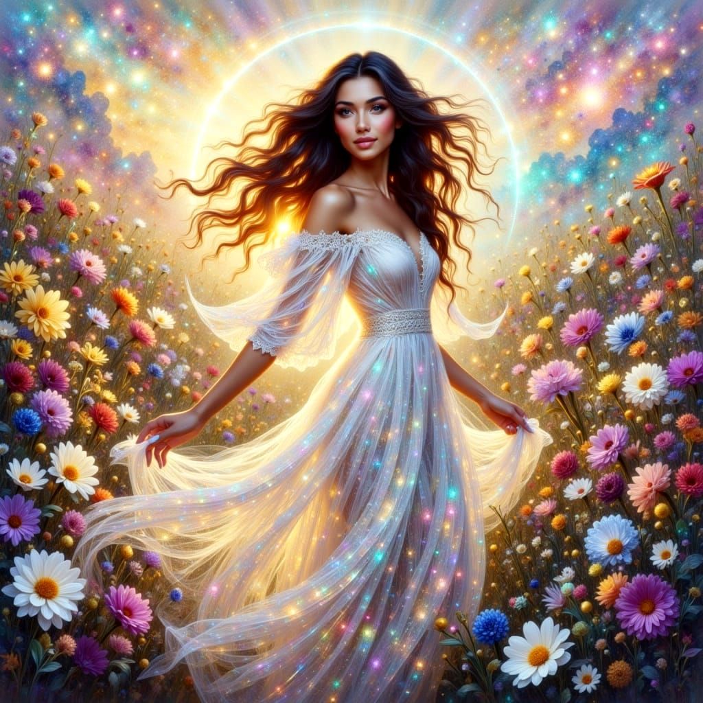 Ethereal Mosaic Beauty with Flowers