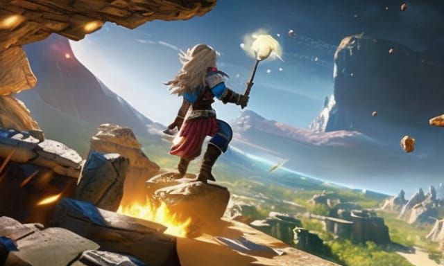 Hyperrealistic Anime Meteors Falling from Starry Sky