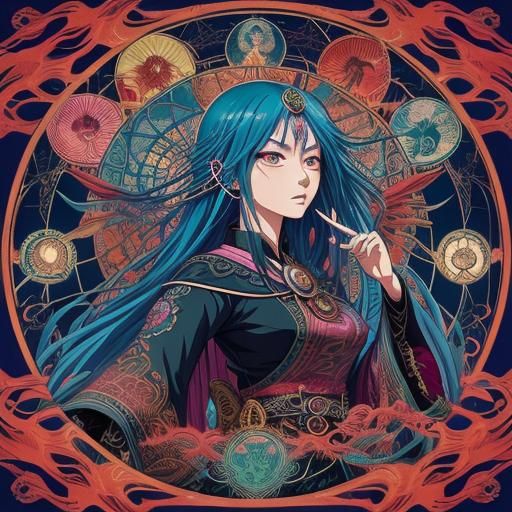 Surreal Anime Dreamcatcher with Tarot and Ashes