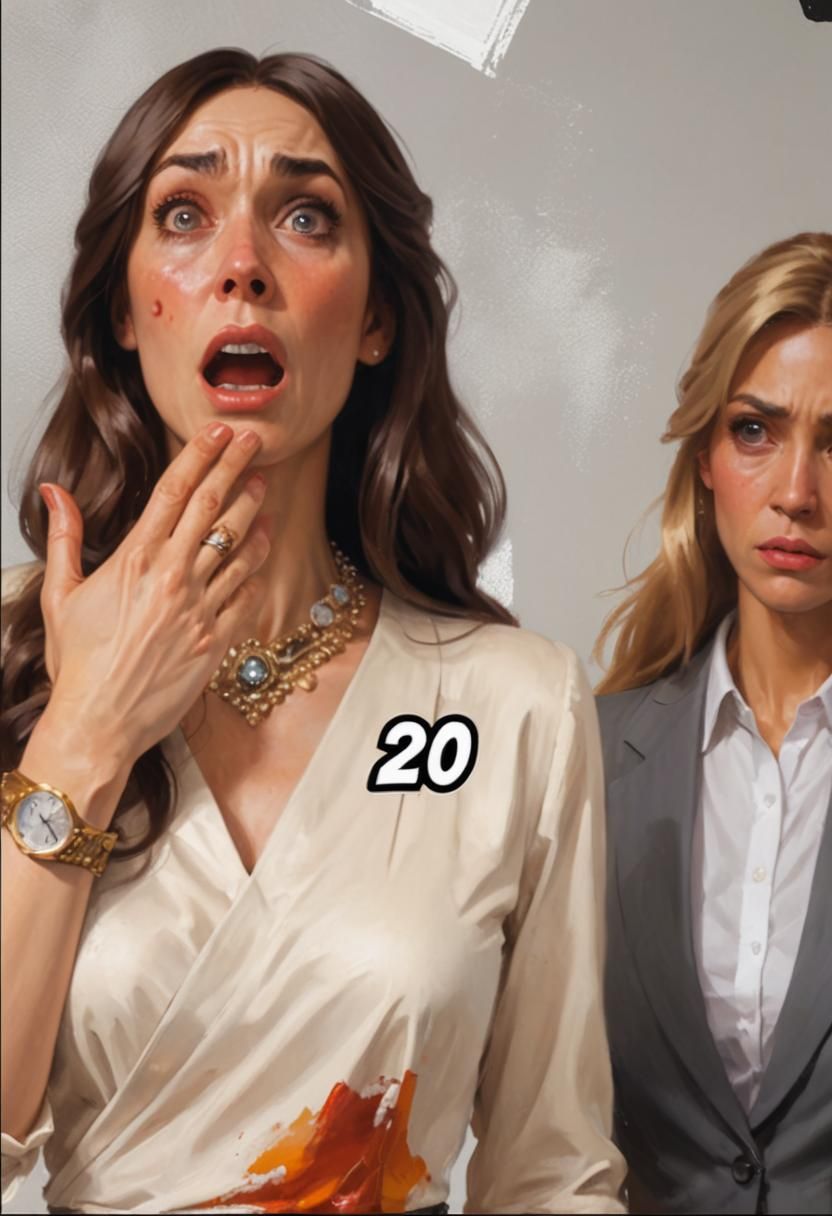 Shocked Boss and Angry Assistant: 3D Oil Painting