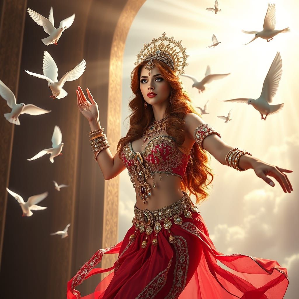 Punjabi Goddess at Heaven's Gate: Hyperdetailed Digital Art