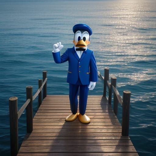 Donald Duck on Pier at Golden Hour