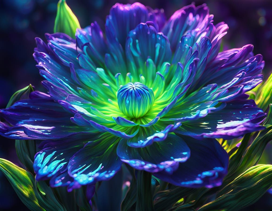 Bioluminescent Flower in Digital Hyperrealism