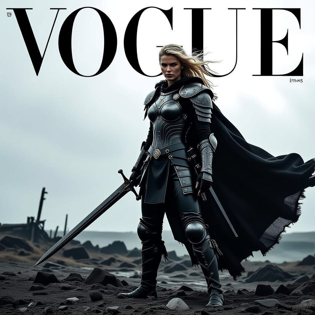 Valkyrie on Battlefield in Dramatic Lighting