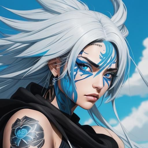 Anime Portrait of a Latina Woman with Tattoos