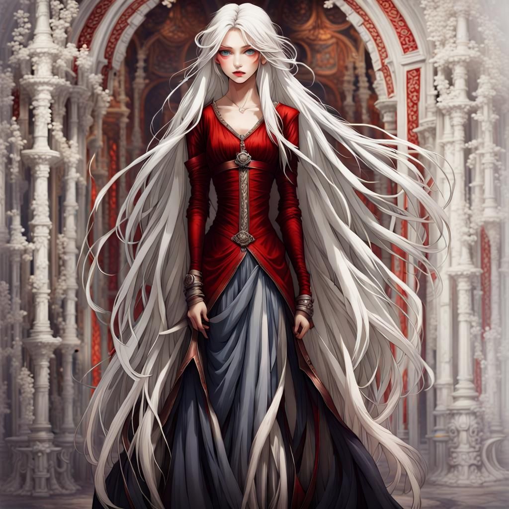 Striking Beauty with White Hair and Copper Skin