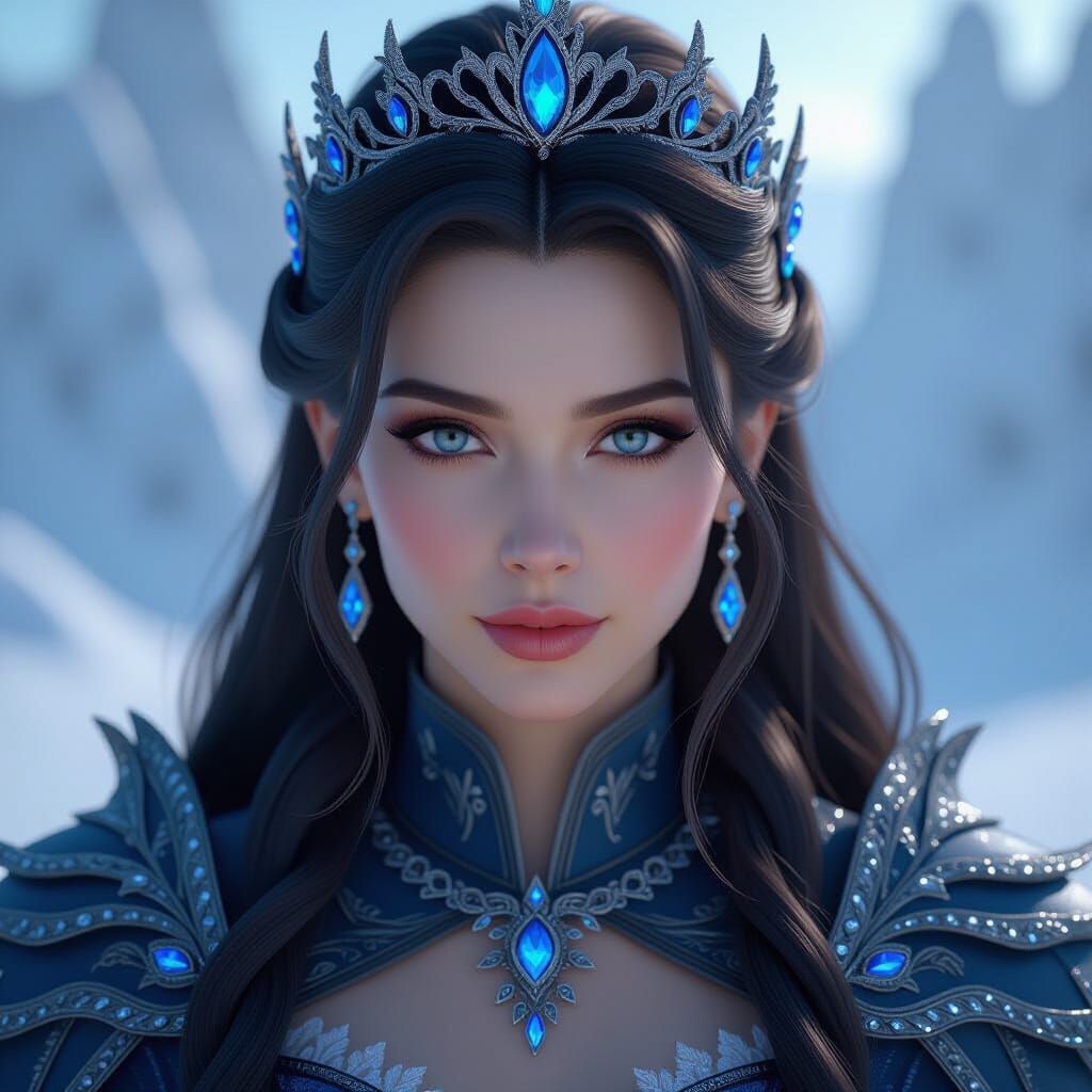 Ice Dark Princess in Epic 3D Cinematic Style