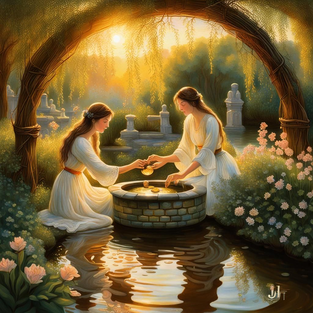 Wishing Well Scene Inspired by Romanticism