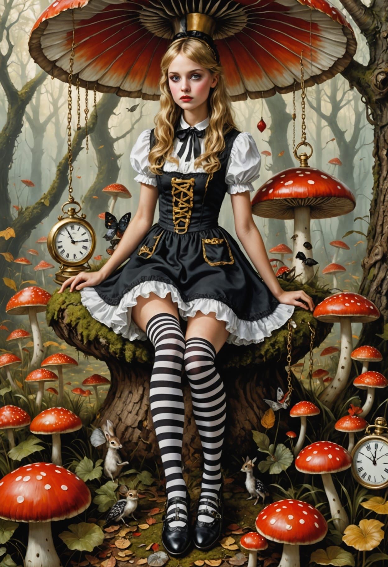 Alice in Wonderland Whimsical Fantasy Scene