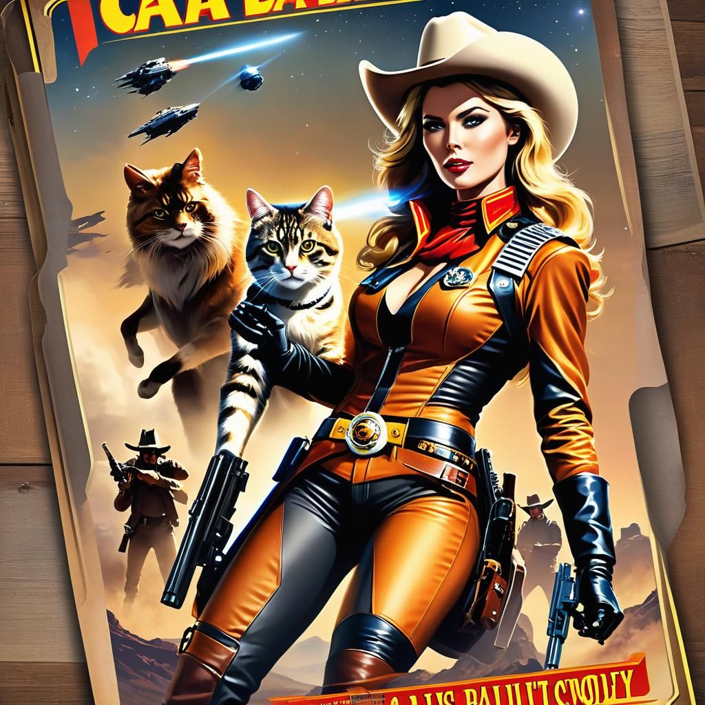 Futuristic Sci-Fi Wanted Poster of Cat Ballou