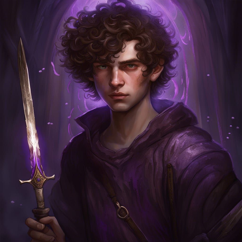 Boy with Energy Dagger: Dark Fantasy Art