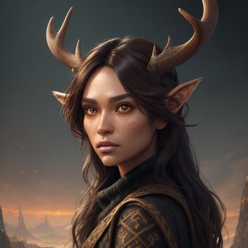 Girl with Antlers: Detailed Matte Painting