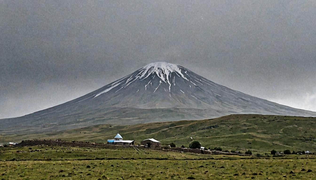 L'Arche de Noé encastrée dans les montagnes du mont ararat e...