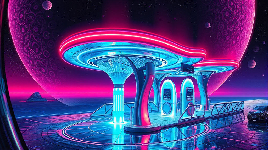 Futuristic Fueling Station on Distant Planet
