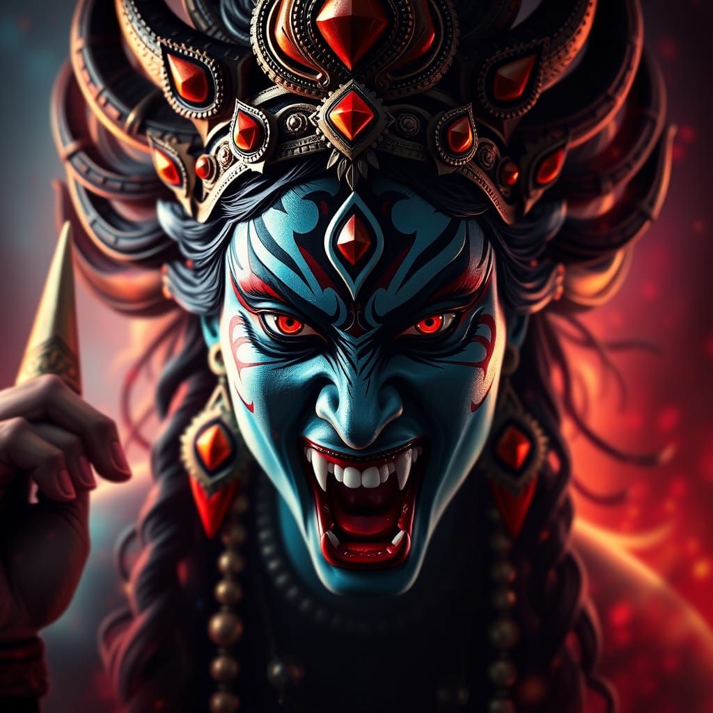 Kali Goddess in Hyperrealistic Splash Art