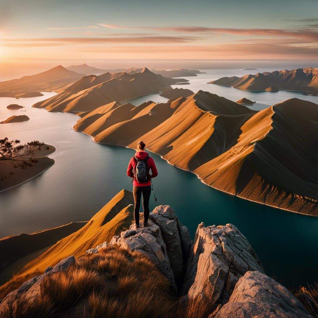 Person Overlooking Vast Landscape from Mountain Top