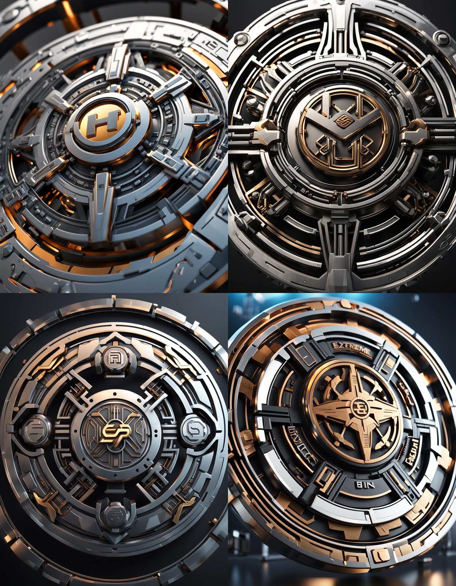 Futuristic Metal Logo with Intricate Sci-Fi Details