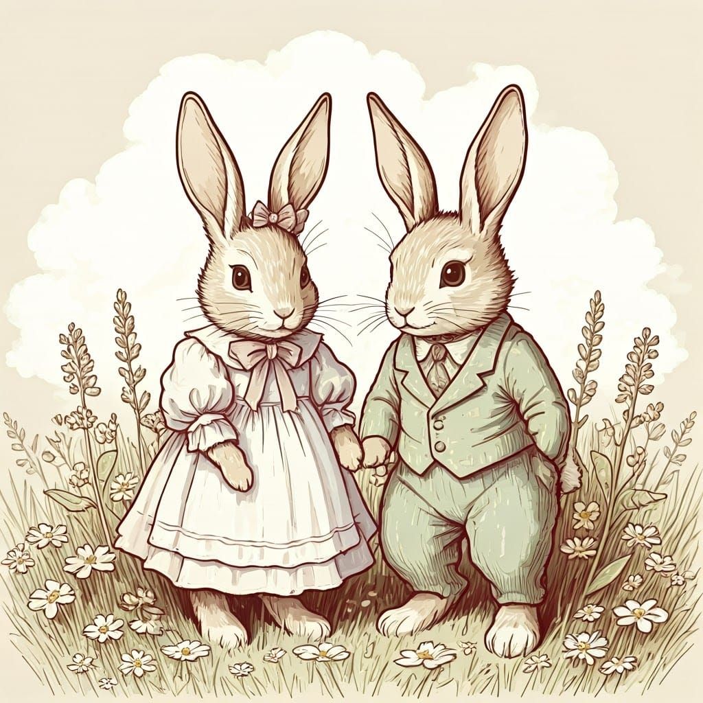 Whimsical Easter Tale in Vintage Storybook Style