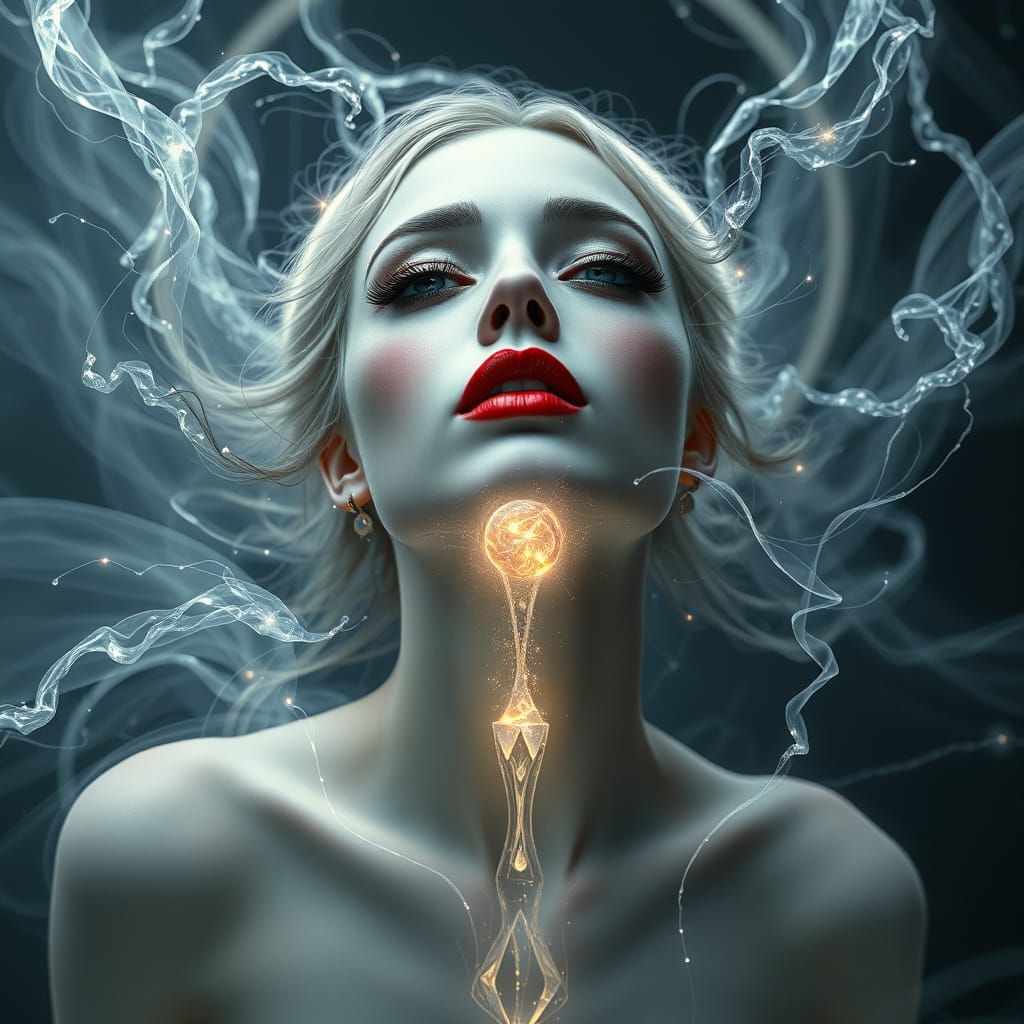 Ethereal Woman in Gothic Glamour with Astral Projection