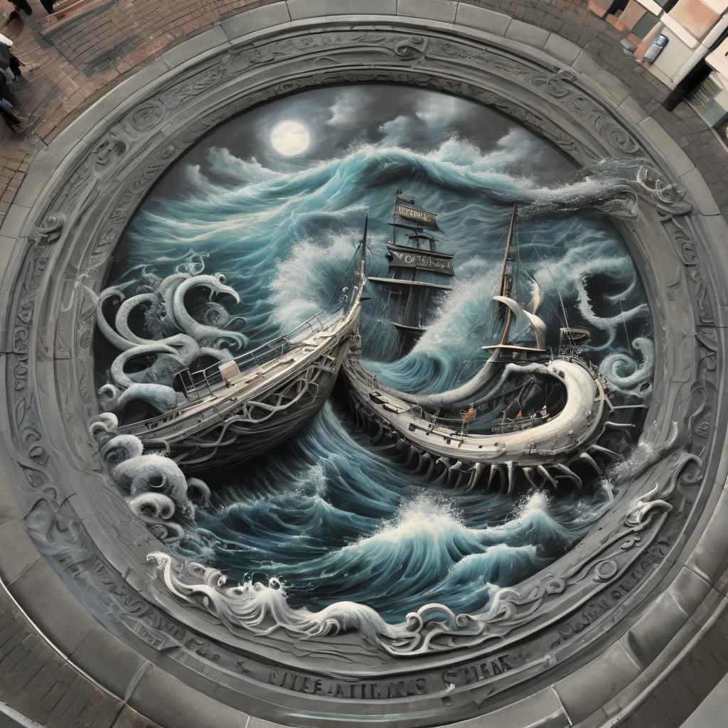 3d Chalk Art Release the Kraken