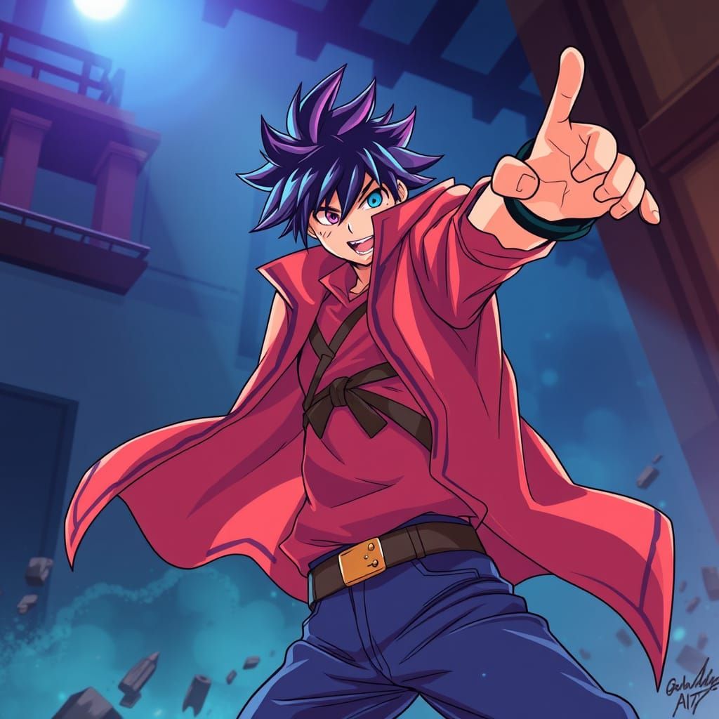 Dynamic Anime Character in Studio Trigger Style