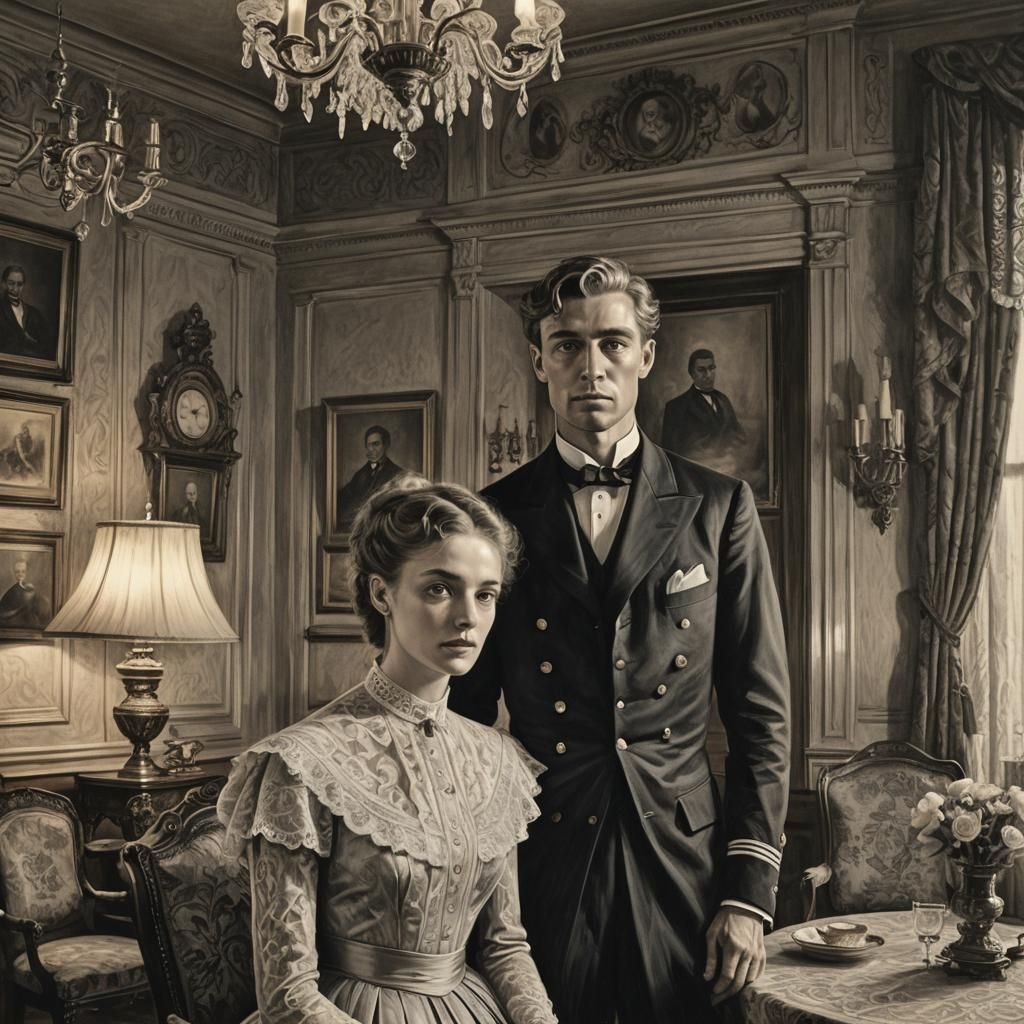 Victorian Era: Sailor and Woman in Charcoal