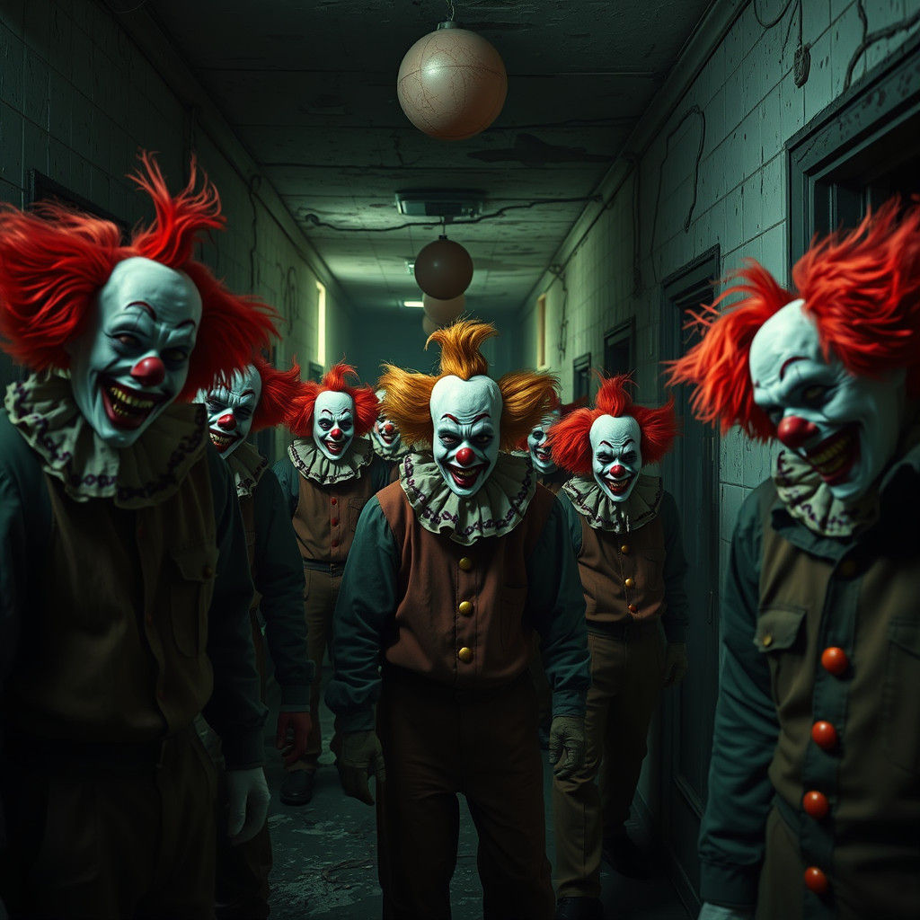 Killer clowns running an insane asylum where the patients are postal workers.