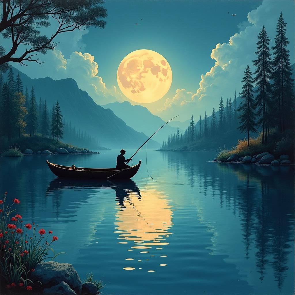 Biopunk Moonscape: Fishing in a Picasso Style