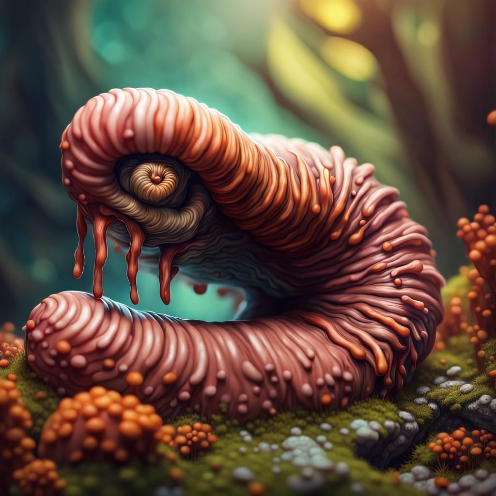 Hyperrealistic Mushroom Worm Concept Art