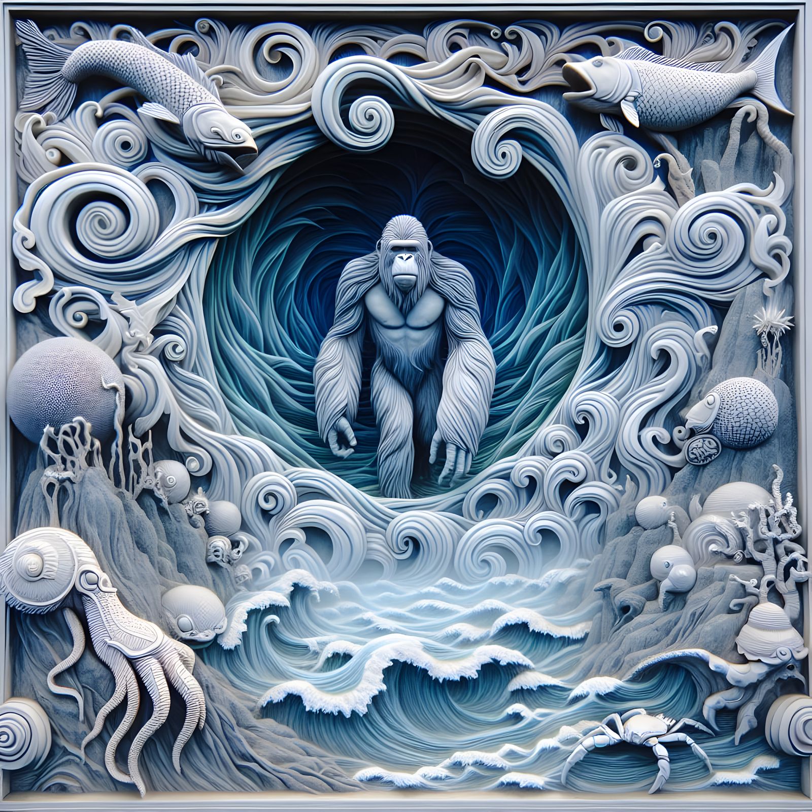 Majestic Ape in Enchanted Jungle Oasis