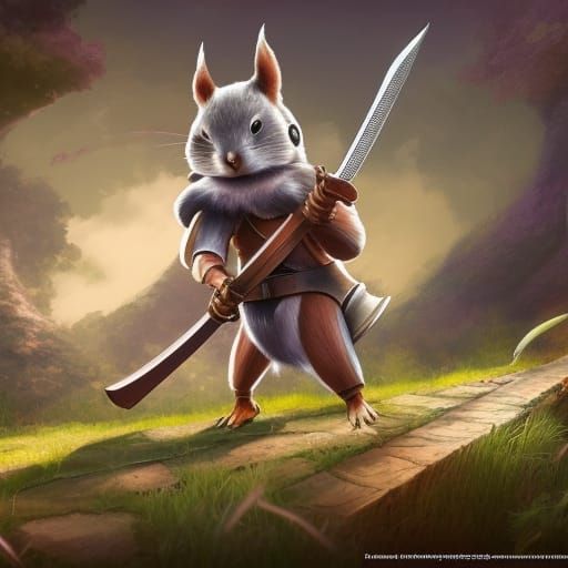 Squirrel Knight in Ghibli Style