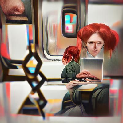 Redhead on Subway: AI Artist Inspiration