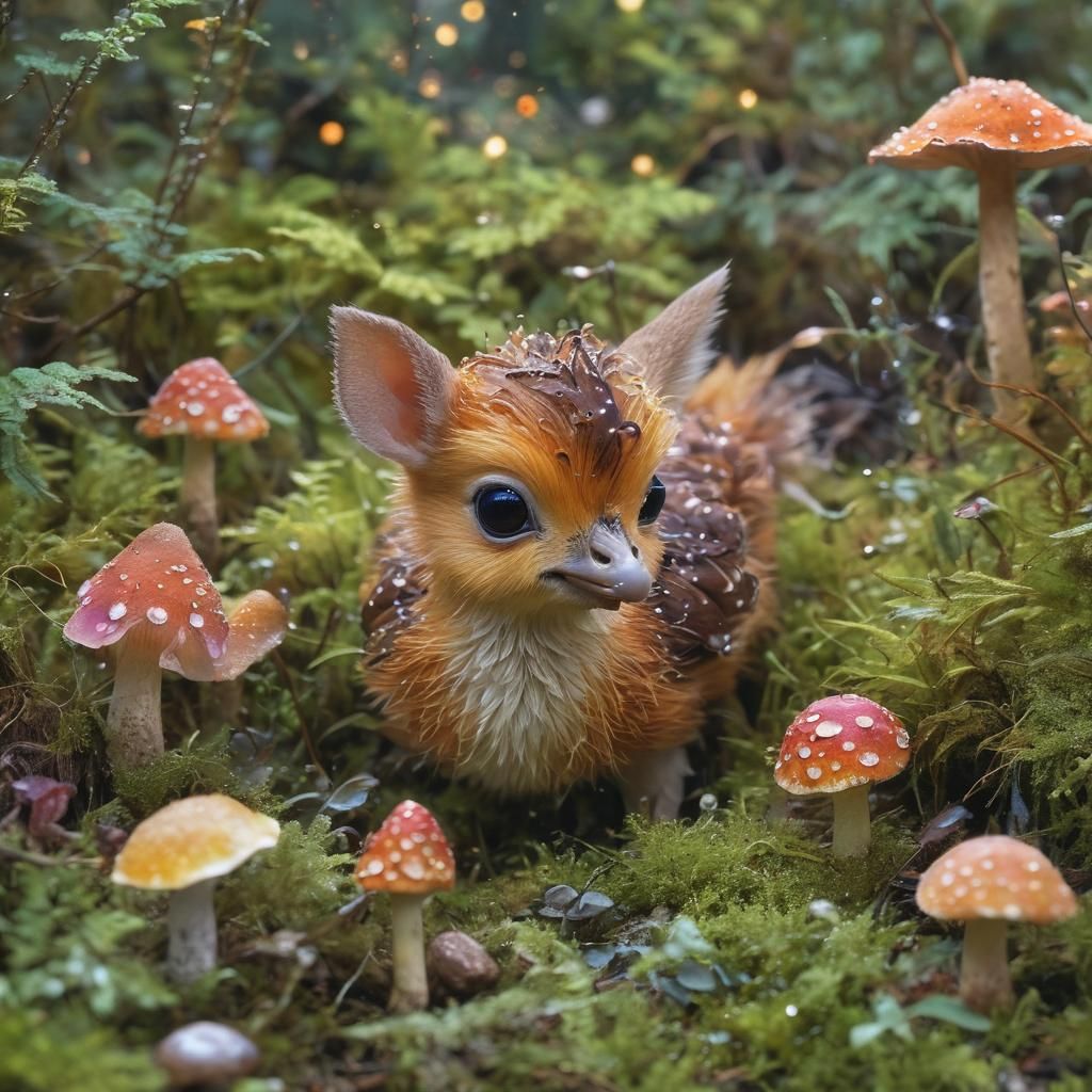 Whimsical Watercolor Chickdeer Born Amidst Forest Blooms