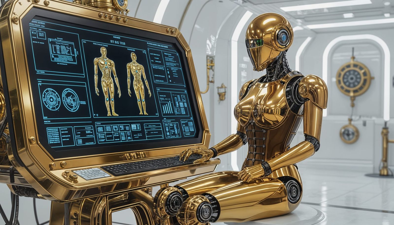 Steampunk Android with Cybernetic Arm Production