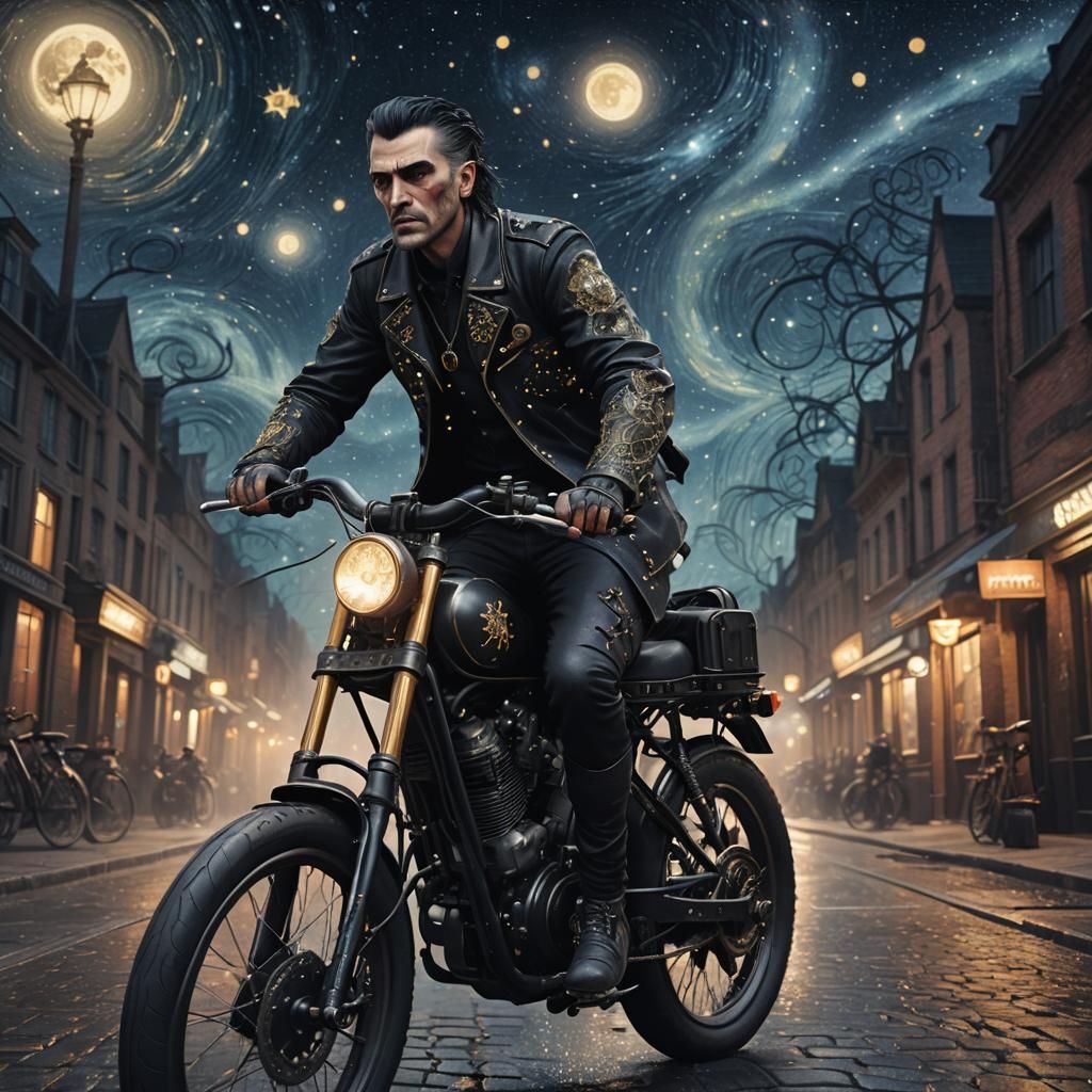 Gothic Night Rider: A Detailed Digital Painting
