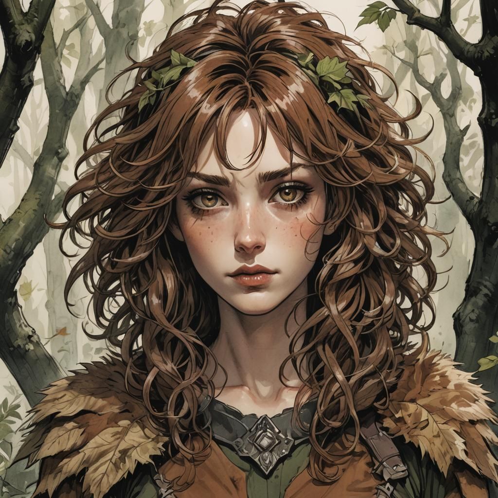 Surreal Portrait of Woman with Chestnut Hair