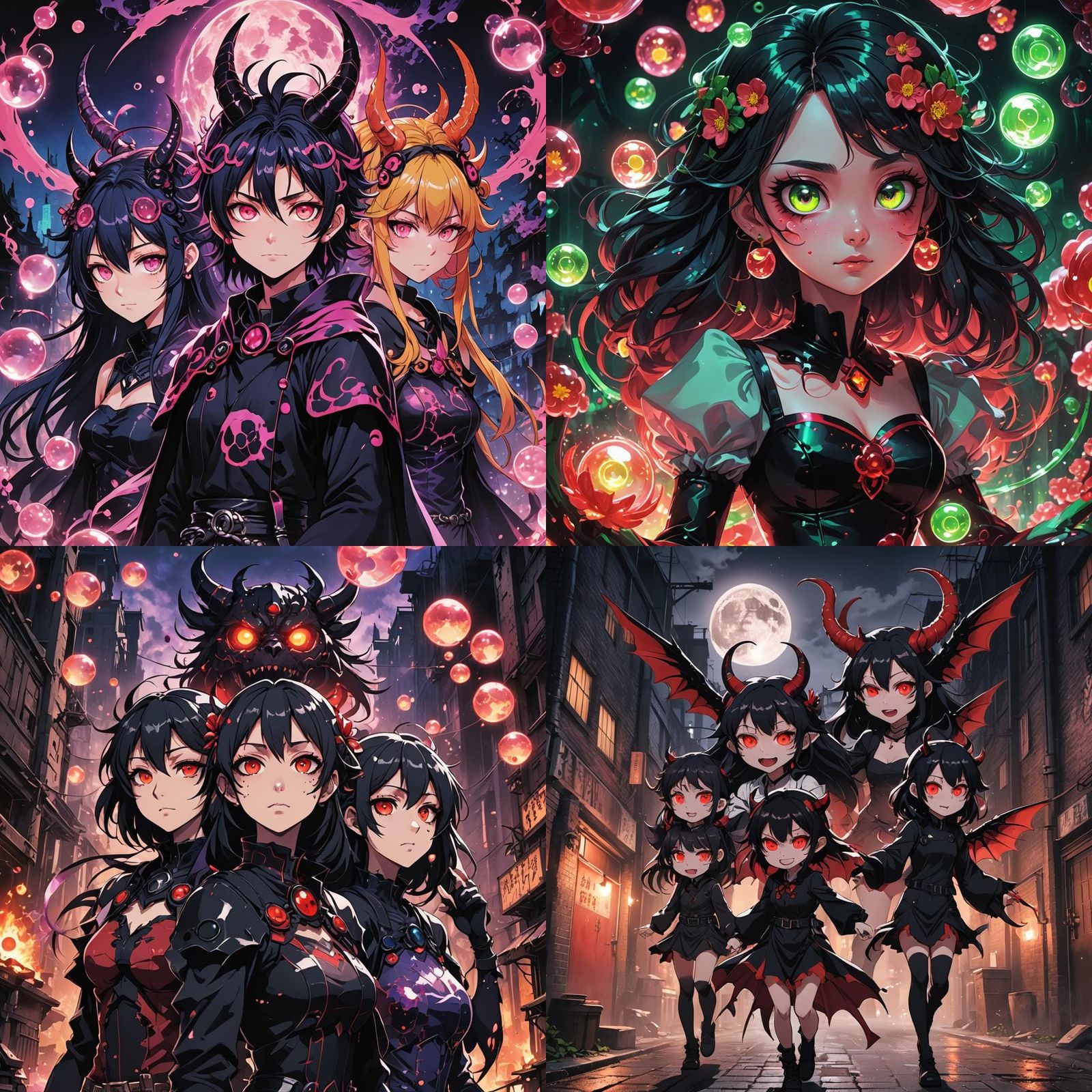 Demonic Powerpuff Girls in Anime Style