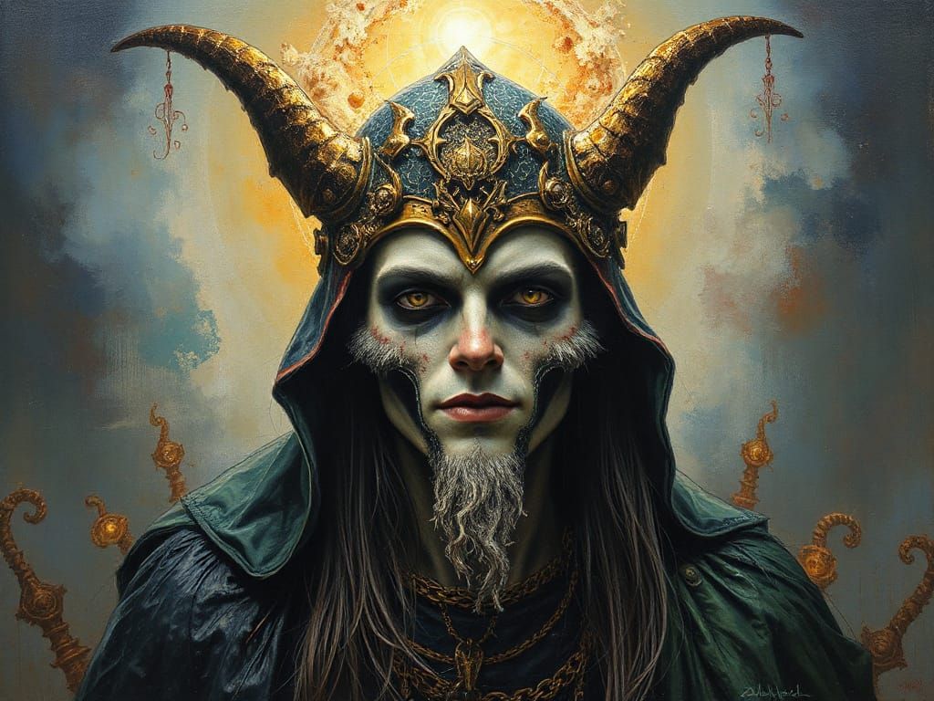 Gothic Alchemic Being in Surrealist Style