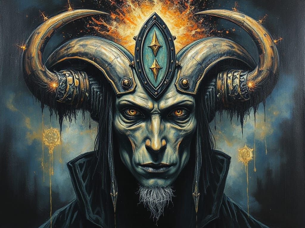 Gothic Alchemic Being in Surrealist Cosmic Horror Style