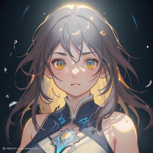 Detailed Portrait of Teenage Girl in Art Nouveau Style