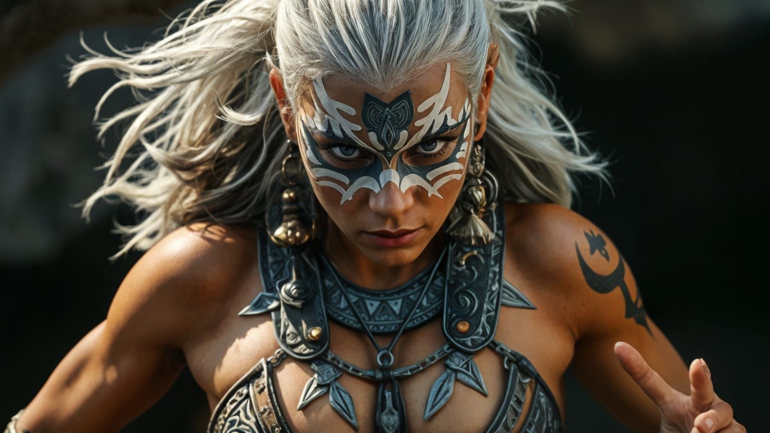 Amazonian Warrior in Hyperrealistic Escher-Inspired Style