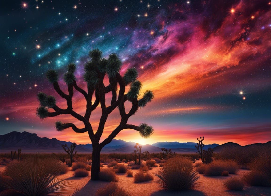 Mojave Desert Sunset with Joshua Trees