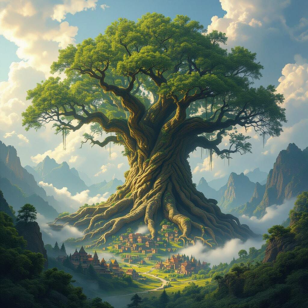 Colossal Ancient Tree Touching the Clouds