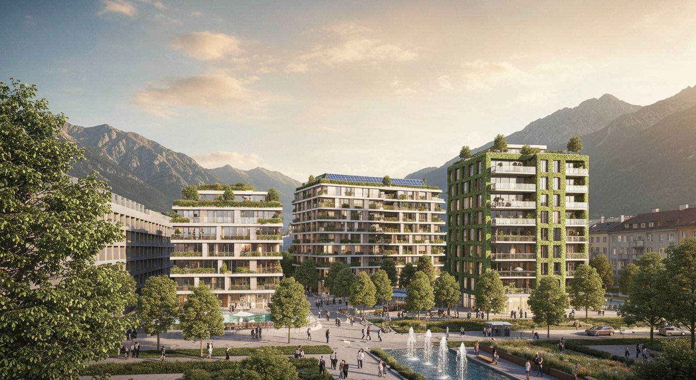 Sustainable Innsbruck Housing with Green Rooftops and Mounta...