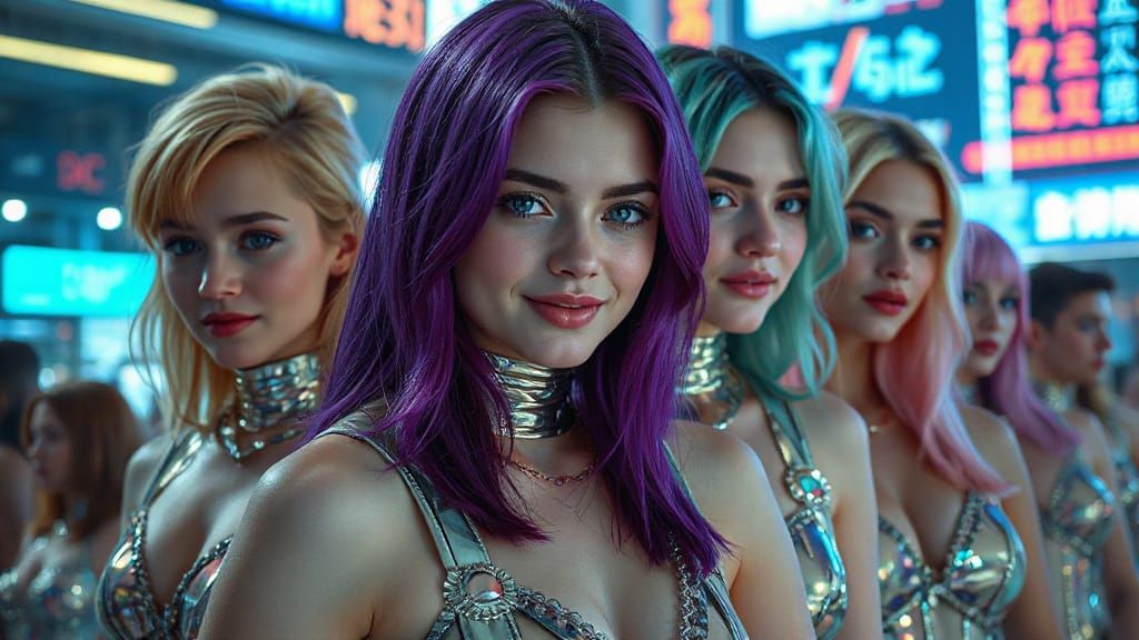 Ethereal Goddesses in Hyperfuturistic Sci-Fi City