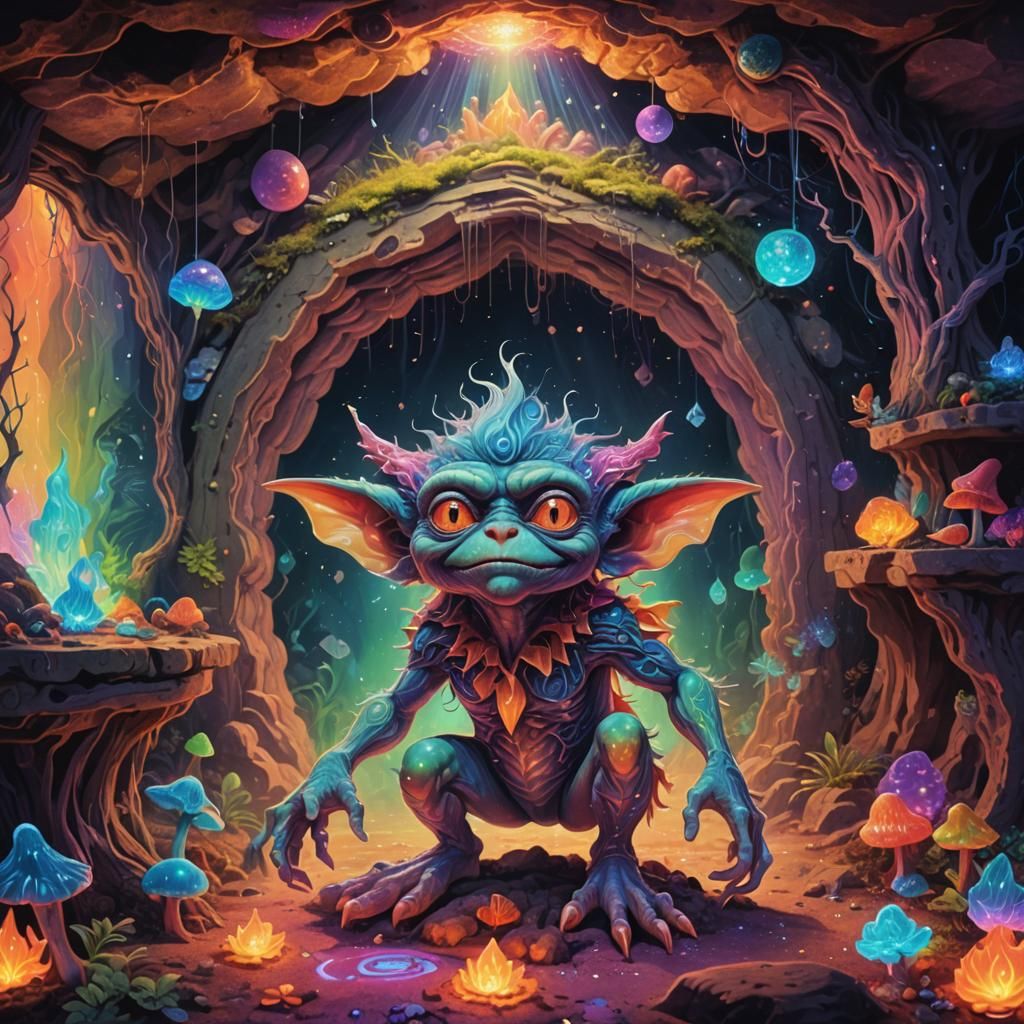 Gremlin's Cave Home: Holographic Astral Cosmic Illustration