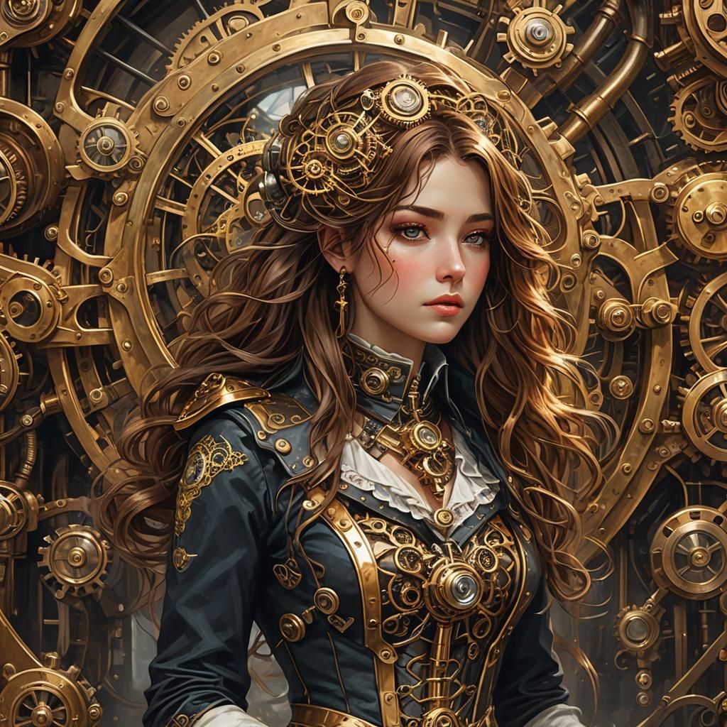 Steampunk Heart Swimming in Golden Light