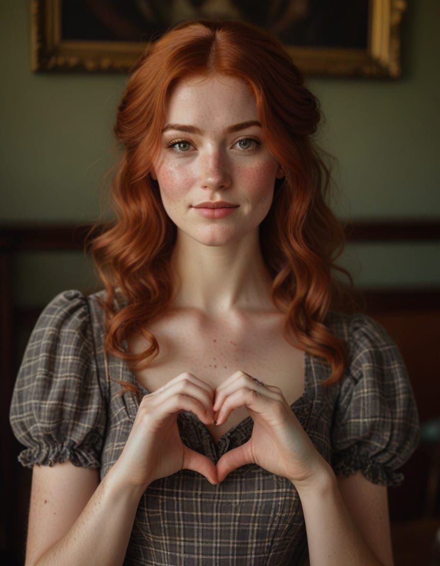 Beautiful Victorian Lady with Heart-Shaped Hands and a Shy S...
